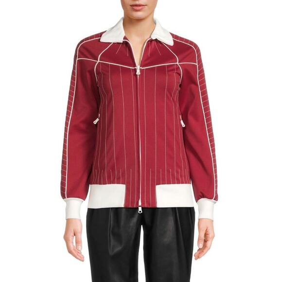 VALENTINO Embroidery Striped Zip Front Jacket - Picture 1 of 3